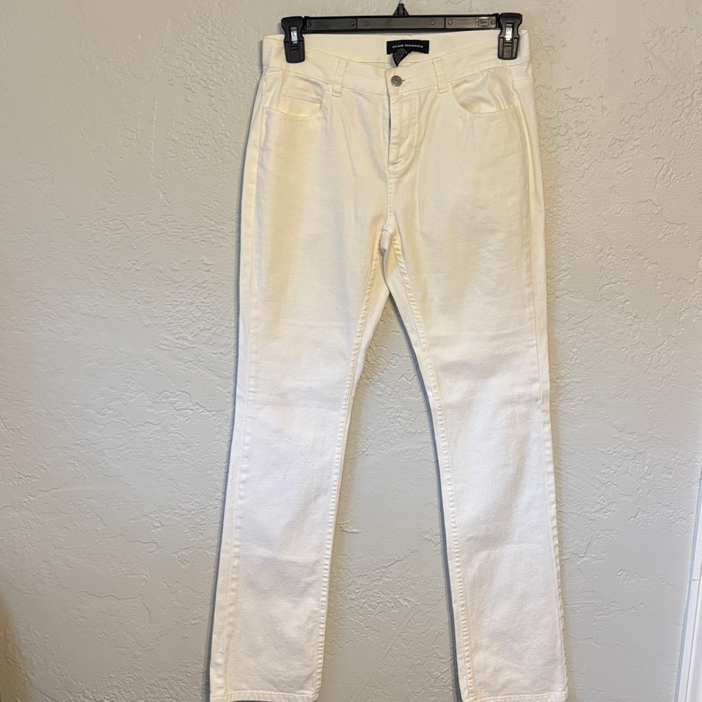 Women’s Club Monaco Cotton Blend Off-White Straight Leg Denim Jeans 6